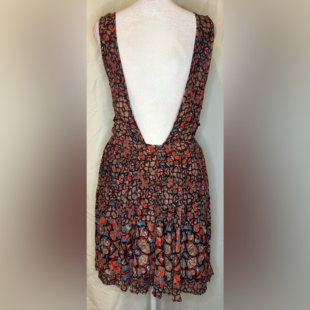 Free People Vibrant Print dress with open linear lining summer flowy mini dress - Picture 3 of 5